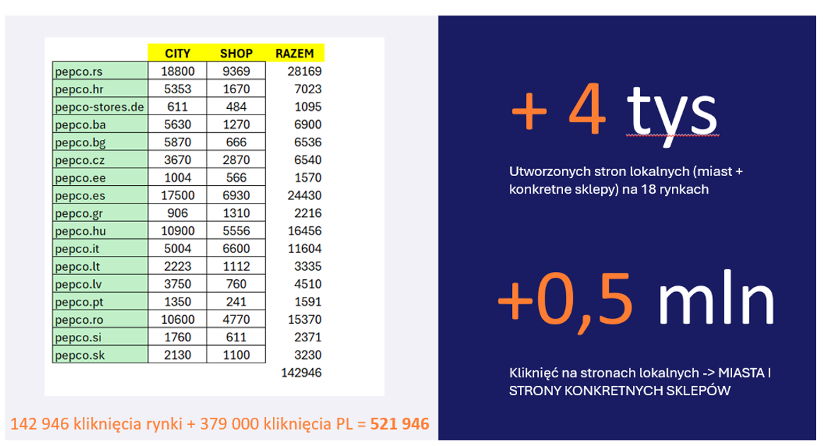 Wyniki case study — strony lokalne Pepco